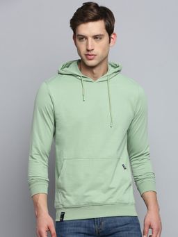 SHOWOFF - Mens Hooded Solid Sea Green Pullover Sweatshirt