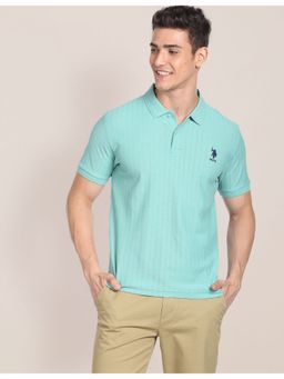 U.S. POLO ASSN. - Chevron Knit Cotton Polo T-Shirt