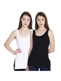 Leading Lady - Pack Of Two Solid Camisoles, Sleeveless, Has Side Slits - Multi-Color