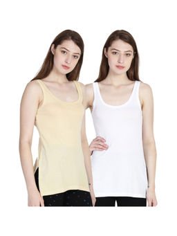 Leading Lady - Pack Of Two Solid Camisoles, Sleeveless, Has Side Slits - Multi-Color