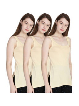 Leading Lady - Pack Of Three Solid Camisoles, Sleeveless, Has Side Slits - Nude