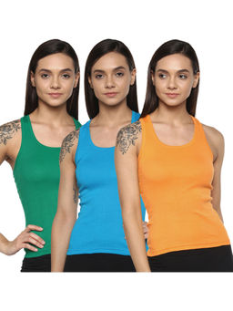 Leading Lady - Pack Of Three Solid Camisole, Has Regular Straps, Racerback - Multi-Color