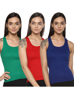 Leading Lady - Pack Of Three Solid Camisole, Has Regular Straps, Racerback - Multi-Color