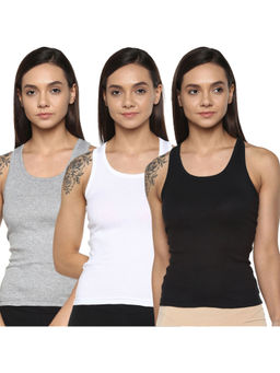 Leading Lady - Pack Of Three Solid Camisole, Has Regular Straps, Racerback - Multi-Color