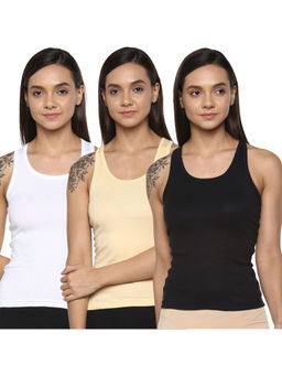Leading Lady - Pack Of Three Solid Camisole, Has Regular Straps, Racerback - Multi-Color