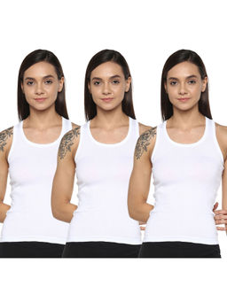 Leading Lady - Pack Of Three Solid Camisole, Has Regular Straps, Racerback - White