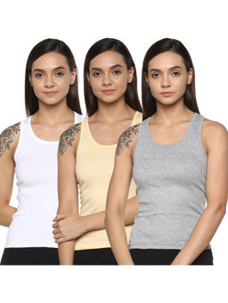 Leading Lady - Pack Of Three Solid Camisole, Has Regular Straps, Racerback - Multi-Color