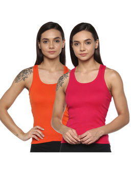Leading Lady - Pack Of Two Solid Camisole, Has Regular Straps, Racerback - Multi-Color