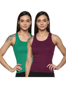 Leading Lady - Pack Of Two Solid Camisole, Has Regular Straps, Racerback - Multi-Color