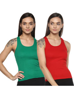 Leading Lady - Pack Of Two Solid Camisole, Has Regular Straps, Racerback - Multi-Color