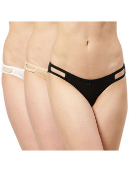 Leading Lady - Everyday Cotton Low-rise Solid String Bikini Pack Of 3 - Multi-Color