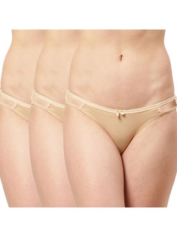 Leading Lady - Everyday Cotton Low-rise Solid String Bikini Pack Of 3 - Beige