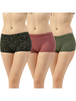 Leading Lady - Women Pack Of 3 Cotton,Lycra High-Rise Solid Boyshort - Multi-Color