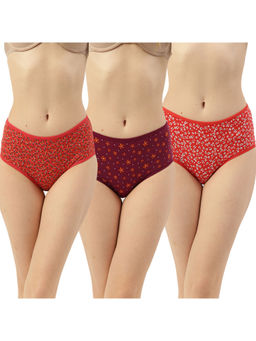 Leading Lady - Women Pack Of 3 Cotton,Lycra High-Rise Solid Full Brief - Multi-Color