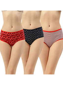 Leading Lady - Women Pack Of 3 Cotton,Lycra High-Rise Solid Full Brief - Multi-Color