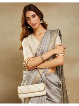 Fabindia - Women Off White Stripes Clutch