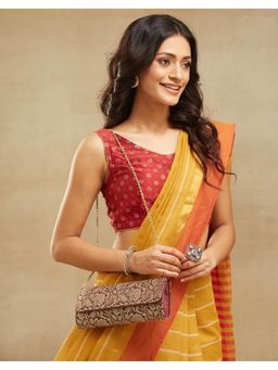 Fabindia - Women Maroon Floral Clutch