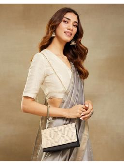 Fabindia - Women Beige Embroidered Clutch