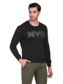 Arrow Newyork - Men Black Crew Neck Brand Print Sweatshirt
