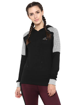 Alcis - Women Black Grey Colourblocked Hooded