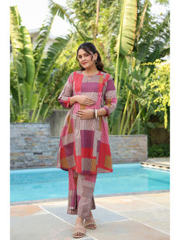 CRAFIQA - Cherry Multi Panelled Cotton Maternity - Nursing Co-ord Set