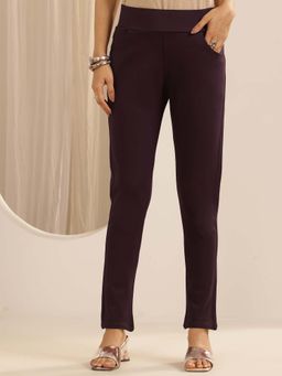 Libas - Wine Solid Slim Fit Jegging with Pockets