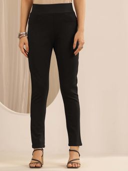 Libas - Black Solid Slim Fit Jegging with Pockets