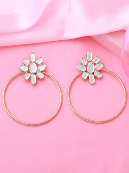 Estele - Gold Plated Glowing Flower Drop Earrings for Girls and Women