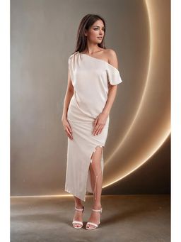 Fawn 24 - Pearl Ivory Satin Midi Skirt