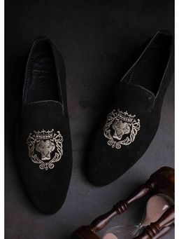 La Botte - Men Black Embroidered Loafers