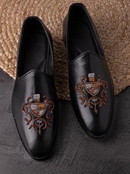 La Botte - Men Black Woven Loafers