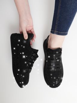 Truffle Collection - Black Embellished Sneakers