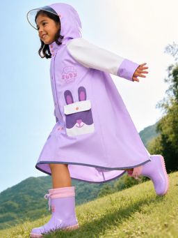 Little Surprise Box - Bunny Pocket Knee Length Raincoat
