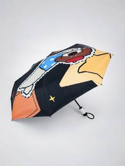 Little Surprise Box - Black Puppy Star Auto Open & Close Rain & Sun Umbrella (16 Years And Above)