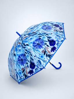 Little Surprise Box - Blue Floral Tile Print Umbrella for Teens & Adults (16 Years And Above)