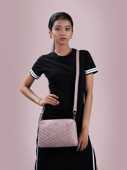 Metro - Pink Solid Leather Sling And Cross Bag