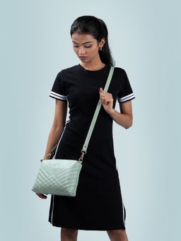 Metro - Green Solid Leather Sling And Cross Bag