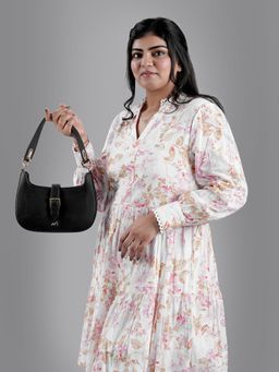 Metro - Black Faux Leather Shoulder Bag (M)