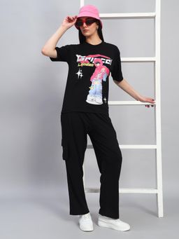 Griffel - Women Oversized Crew Neck Black T-Shirt