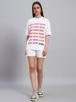 Griffel - Women Oversized Crew Neck White T-Shirt