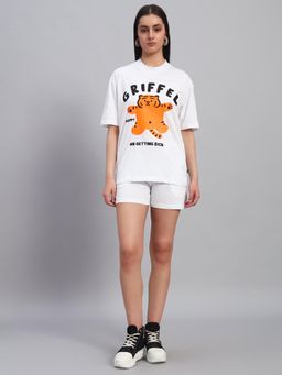 Griffel - Women Oversized Crew Neck White T-Shirt
