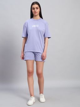 Griffel - Women Oversized Crew Neck Lavender T-Shirt