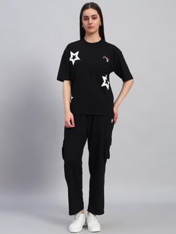 Griffel - Women Oversized Crew Neck Black T-Shirt