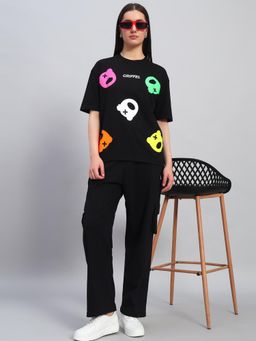 Griffel - Women Oversized Crew Neck Black T-Shirt