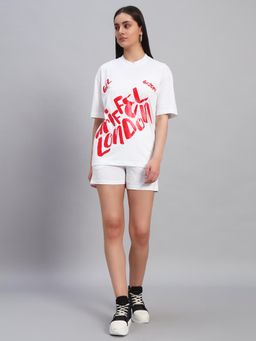 Griffel - Women Oversized Crew Neck White T-Shirt