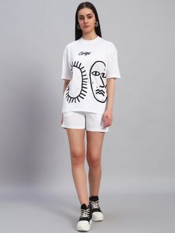 Griffel - Women Oversized Crew Neck White T-Shirt