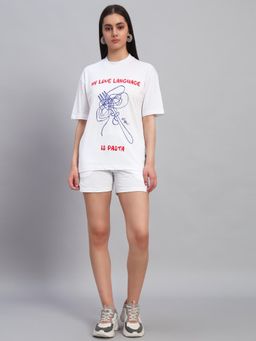 Griffel - Women Oversized Crew Neck White T-Shirt