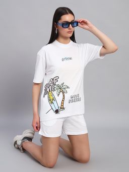 Griffel - Women Oversized Crew Neck White T-Shirt