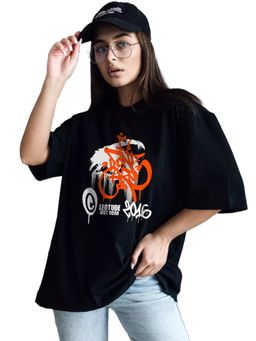 LEOTUDE - Women Idc Black Oversized T-Shirt