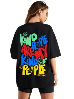LEOTUDE - Women Kind Black Oversized T-Shirt